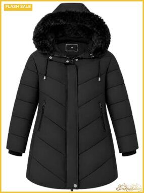 Plus Size Winter Puffer Parka Coat with Detachable Hood Faux Fur Trim